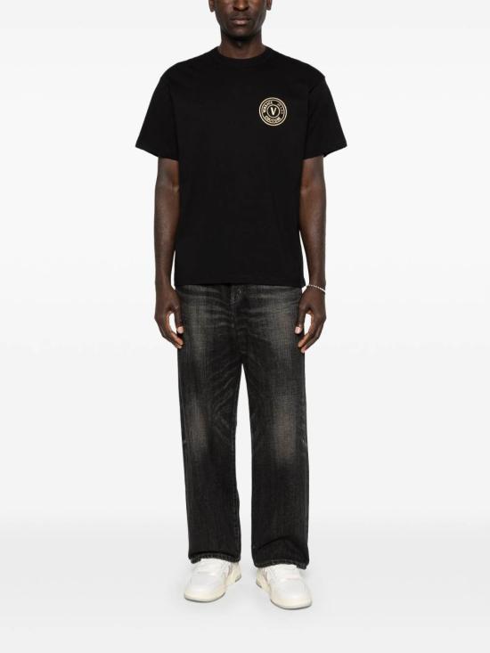 Versace Short Sleeve T-Shirt for Men 80GAHT04 CJ00T G89 BLACK GOLD DOM