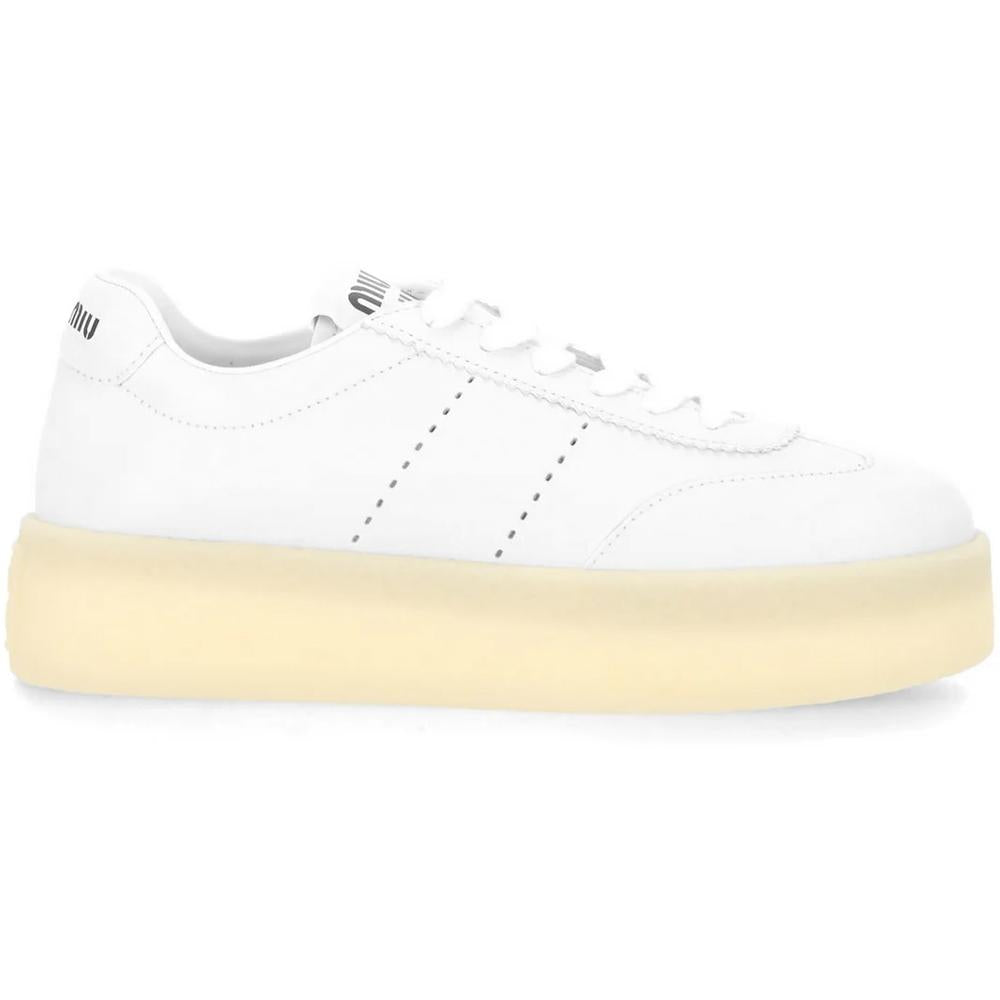 Miu Miu Signature Logo Low-Top Sneakers White Leather Women’s 5E278E LW4 F0009