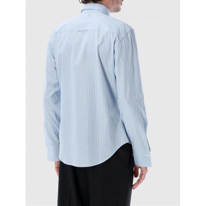AMI Striped Cotton Poplin Ruffle Classic Jacket
