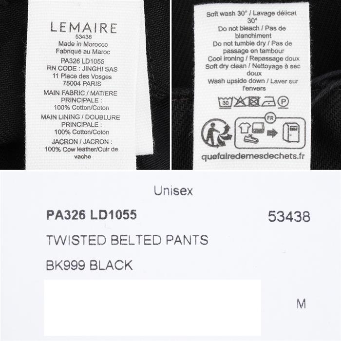 Lemaire Black Twisted Belted Classic Pants
