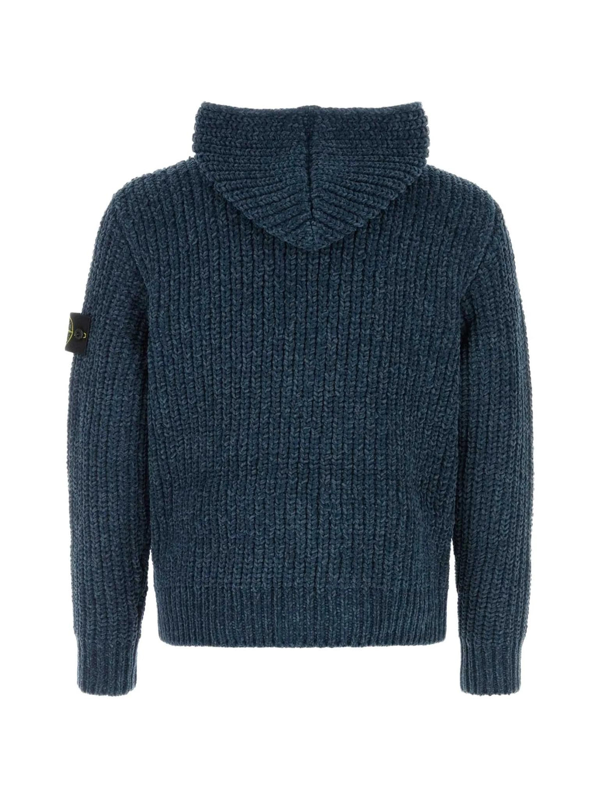 STONE ISLAND Black Wool Zip-Up Knit Sweater