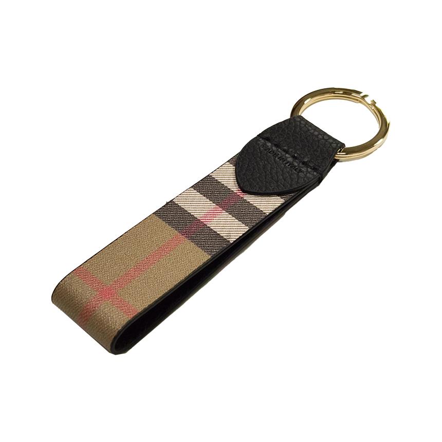 BURBERRY Canvas Check Black Keyring Key Holder 81214481