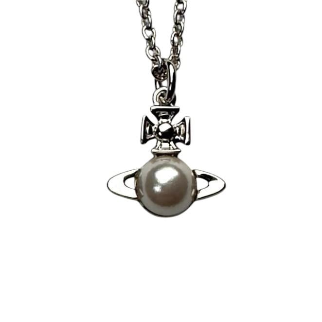 Vivienne Westwood Balbina Pearl Pendant Silver Necklace