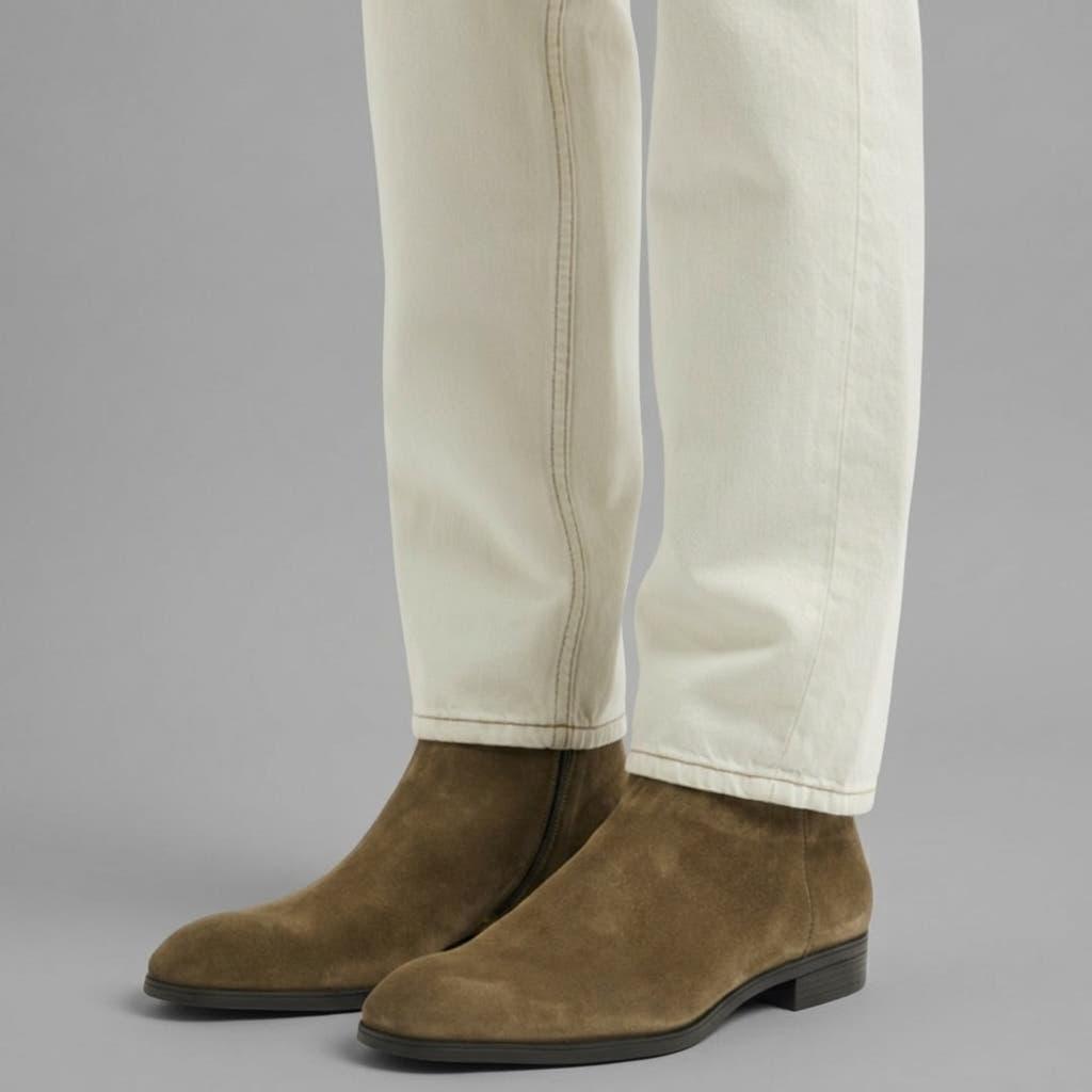 SANTONI Brown Suede Chelsea Boots Men MGSI 18277S
