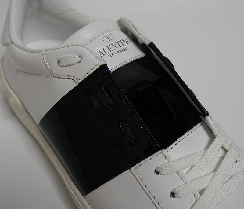 VALENTINO White Patent Black Hidden Low-Top Sneakers