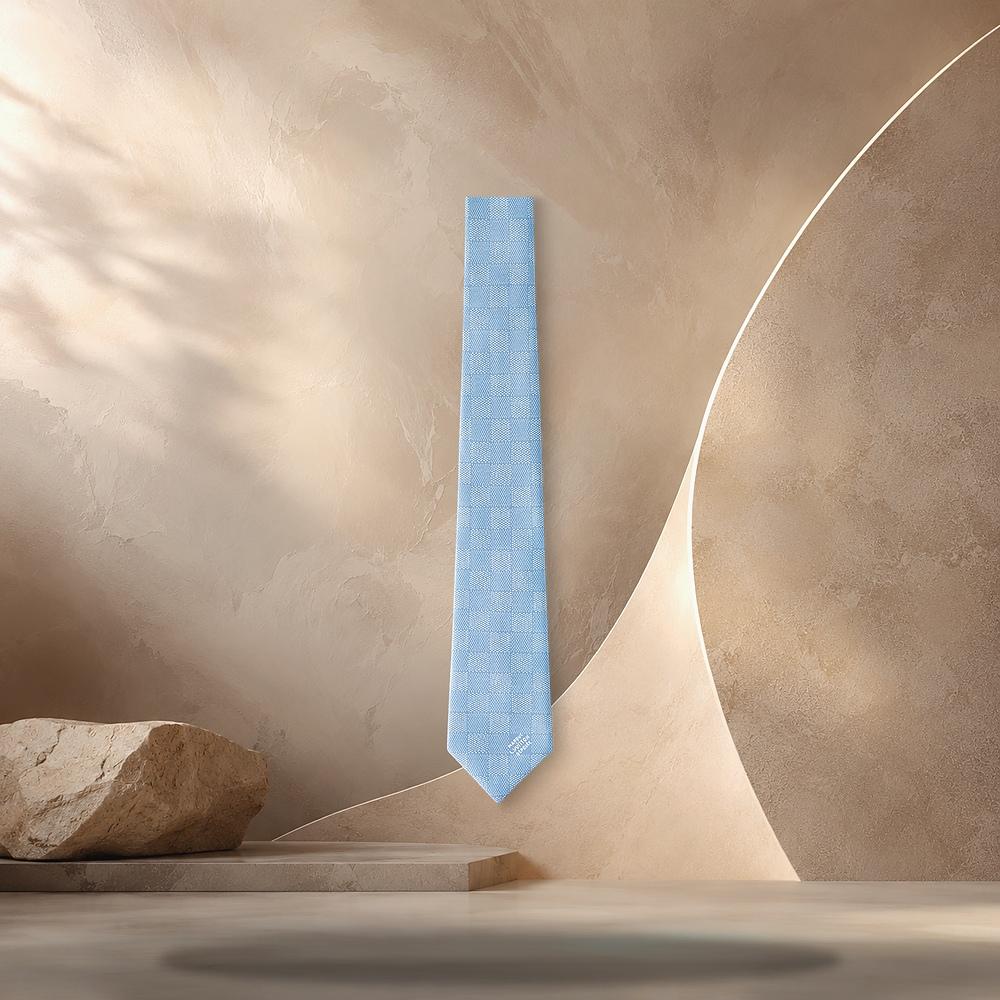 Louis Vuitton Damier Heritage Light Blue Silk Tie M96633
