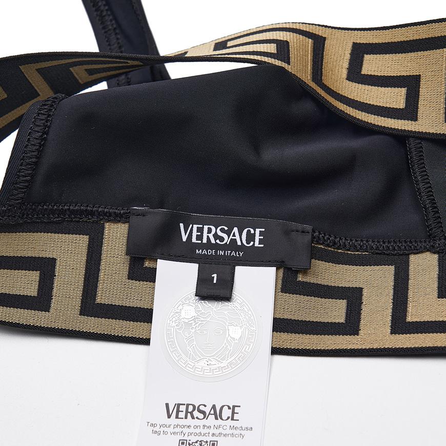 Versace Greca Border Top Swimsuit Black Women’s Swimwear