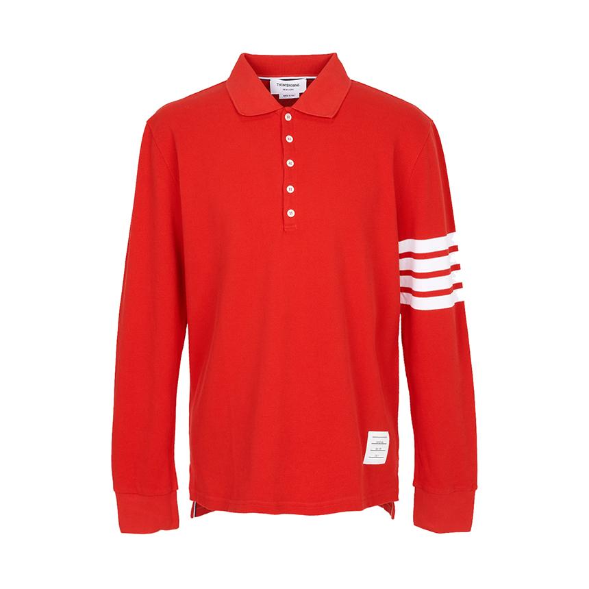 THOM BROWNE Men’s Long Sleeve Polo T-Shirt MJP137G 07976 600