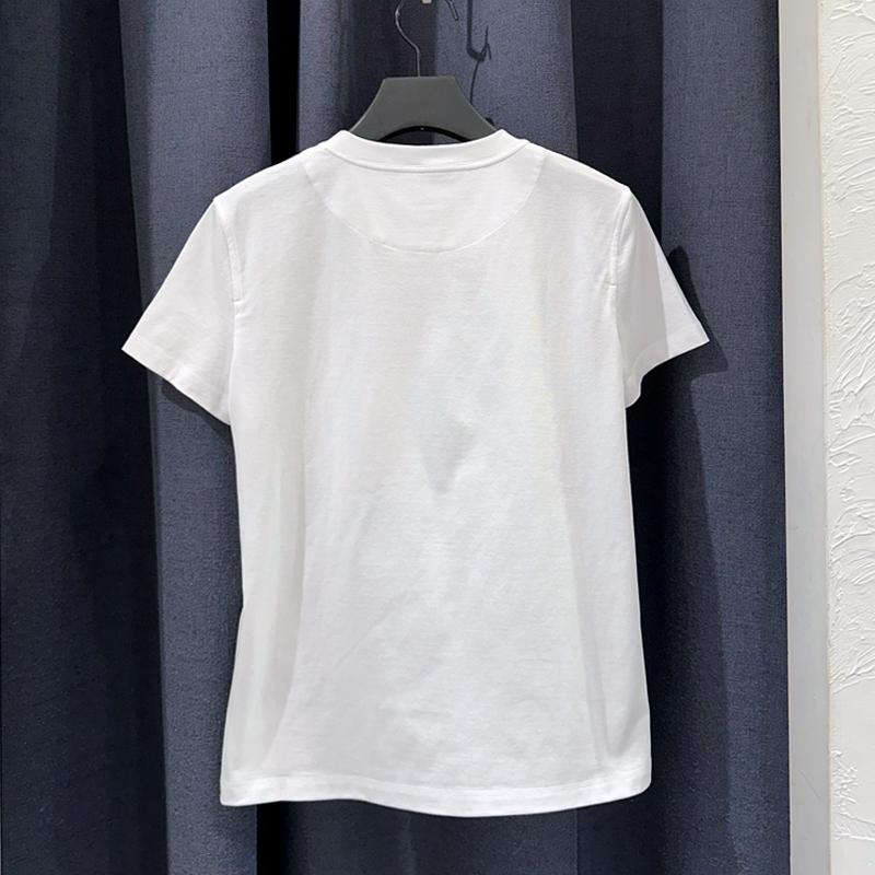 HERMES Cotton Jersey Pocket Mosaic Embroidered T-Shirt White