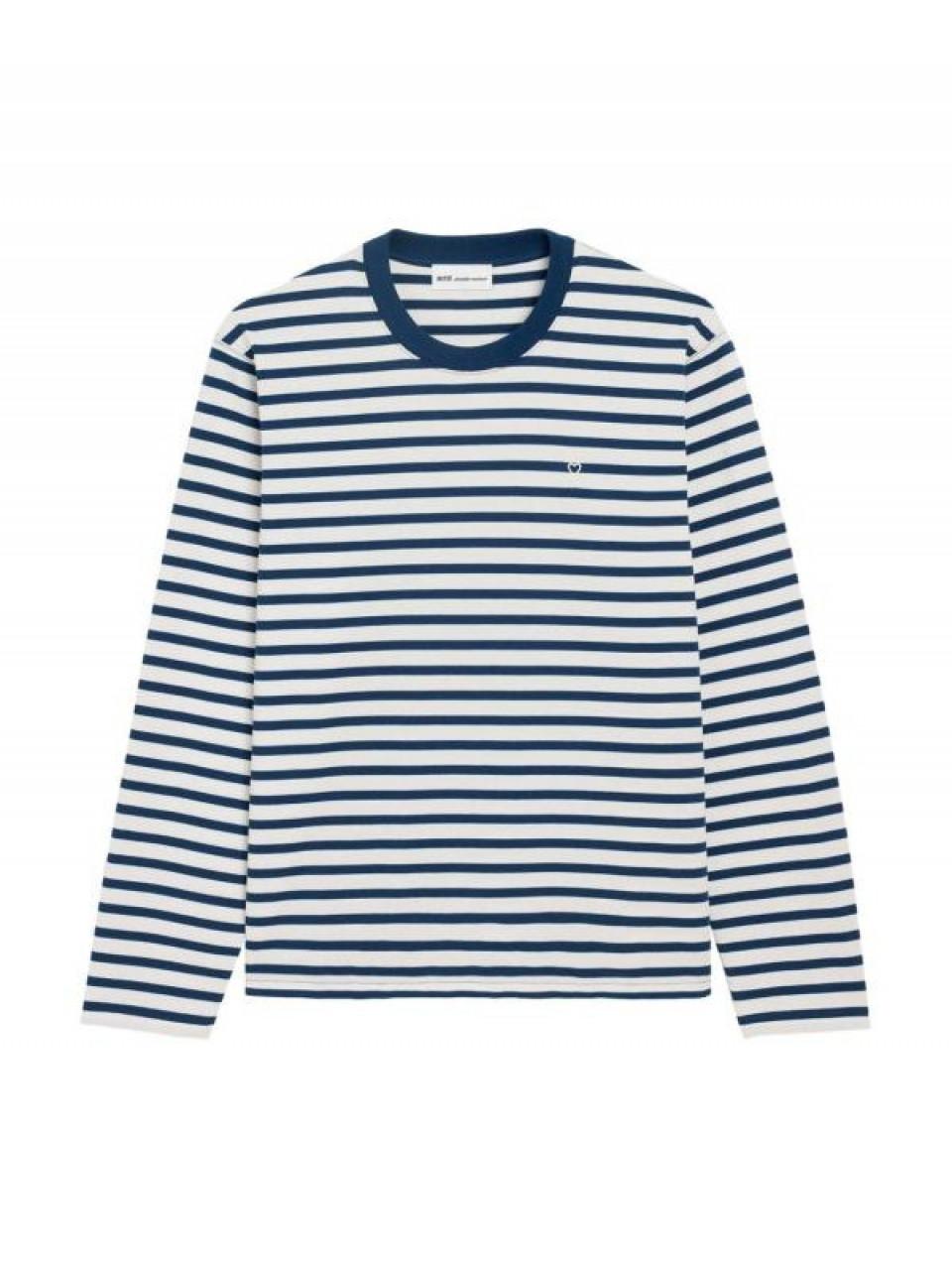 AMI Cotton Long Sleeve Mariniere Ami de Coeur T-Shirt