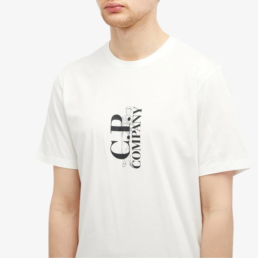CP Company Logo Short Sleeve T-Shirt for Men White Cotton