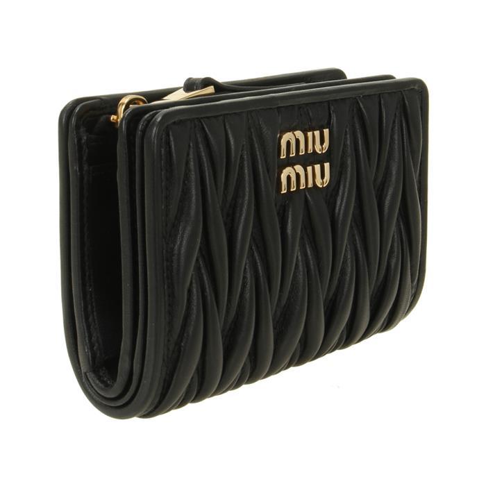 Miu Miu Matelassé Nappa Leather Small Bifold Wallet Black