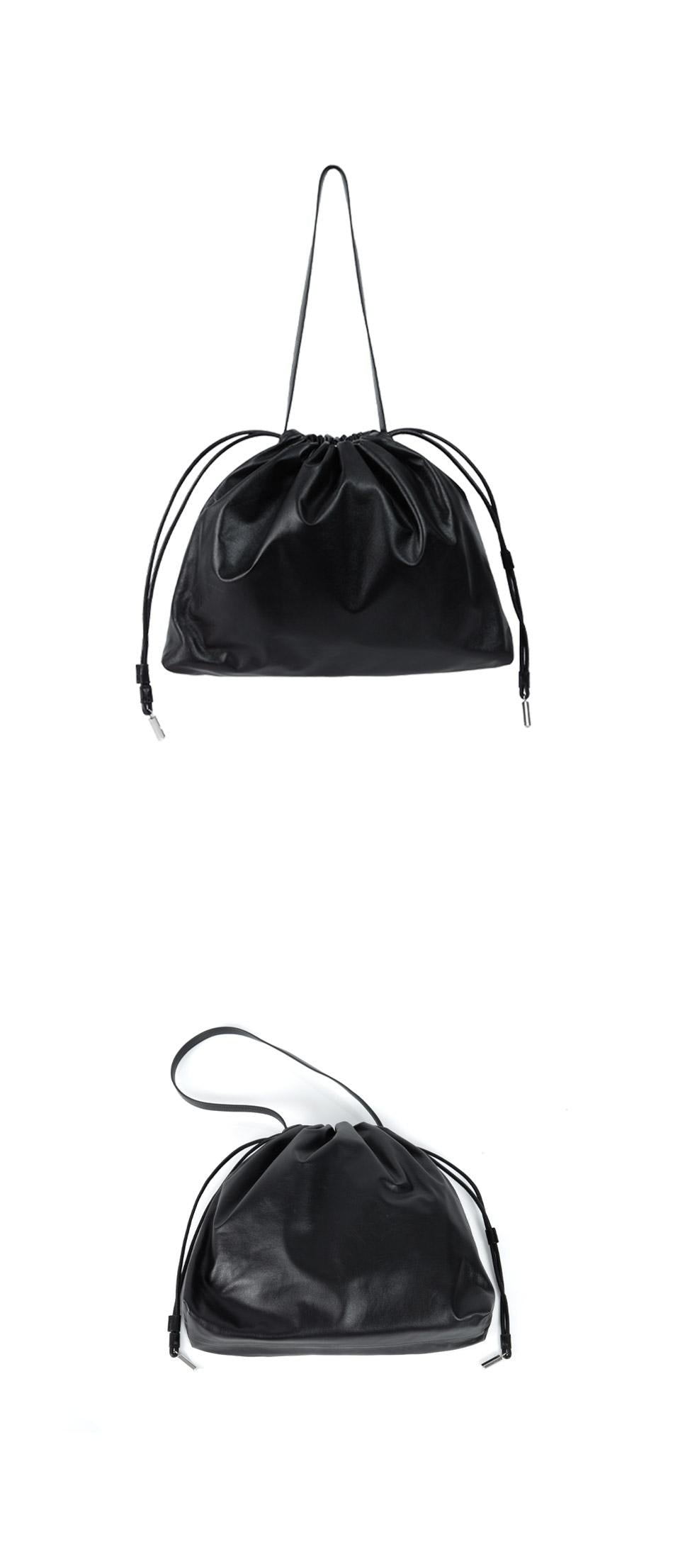 The Row Angie Hobo Leather Shoulder Bag Black W1666L100 BLACK PLD