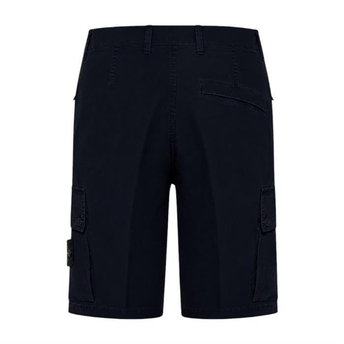 STONE ISLAND Old Effect Cotton Cargo Bermuda Shorts Navy
