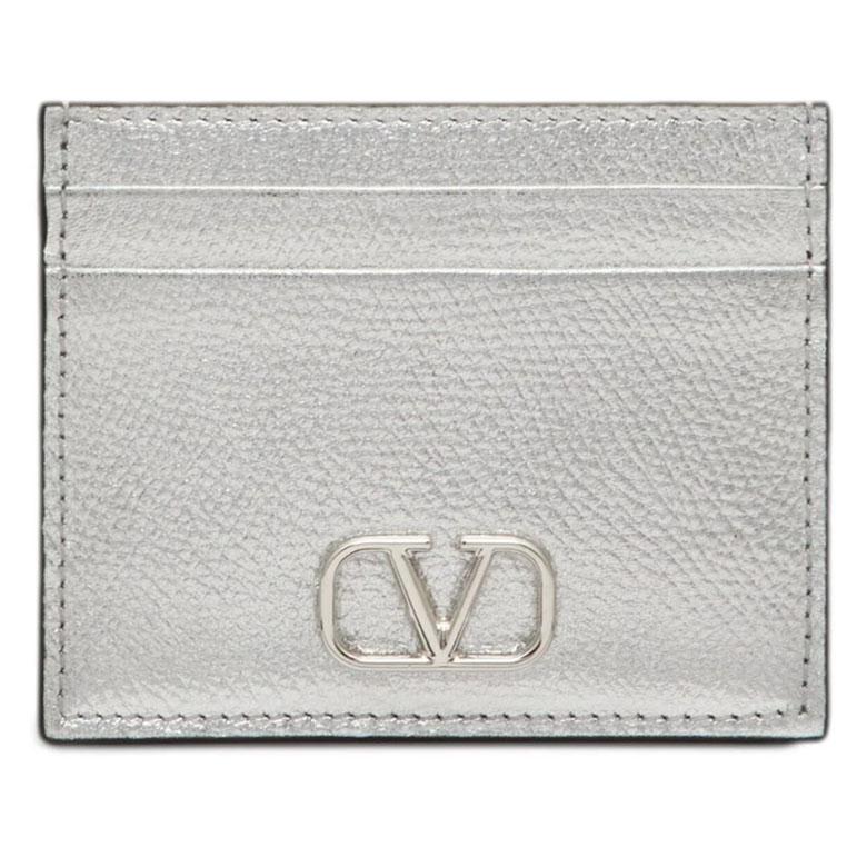 VALENTINO V Logo Signature Leather Card Holder Wallet Unisex 4W2P0V32RFY S13