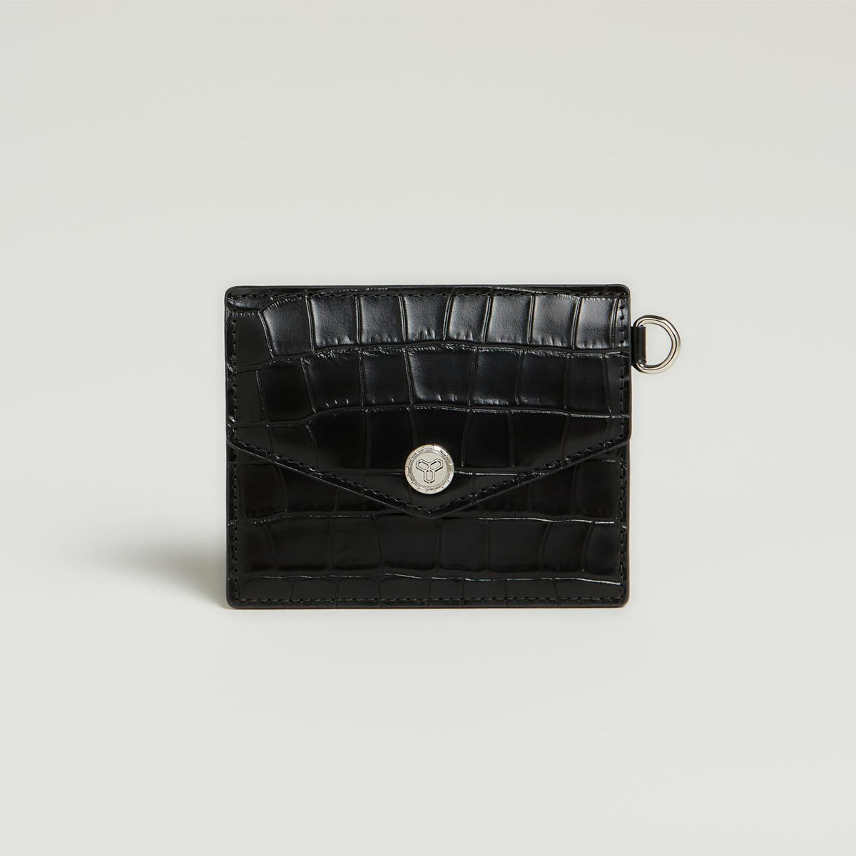 MOIETOII Croc Embossed Leather Card Holder Unisex Black