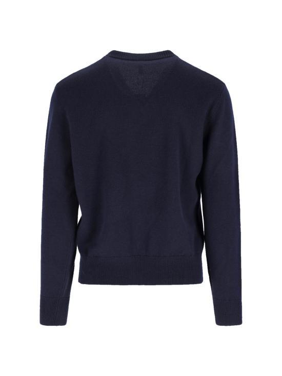 SUNFLOWER Navy Round Neck Knit Sweater for Men