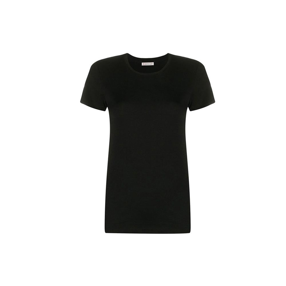 Moncler Women’s Logo Patch Black Cotton Crewneck T-Shirt 8C73200 V8059 999