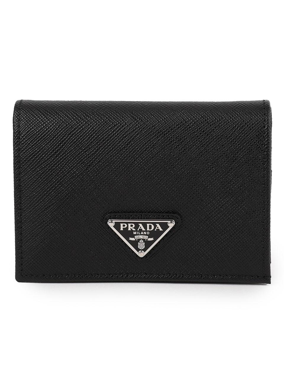 PRADA Women's Saffiano Leather Triangle Logo Bifold Wallet