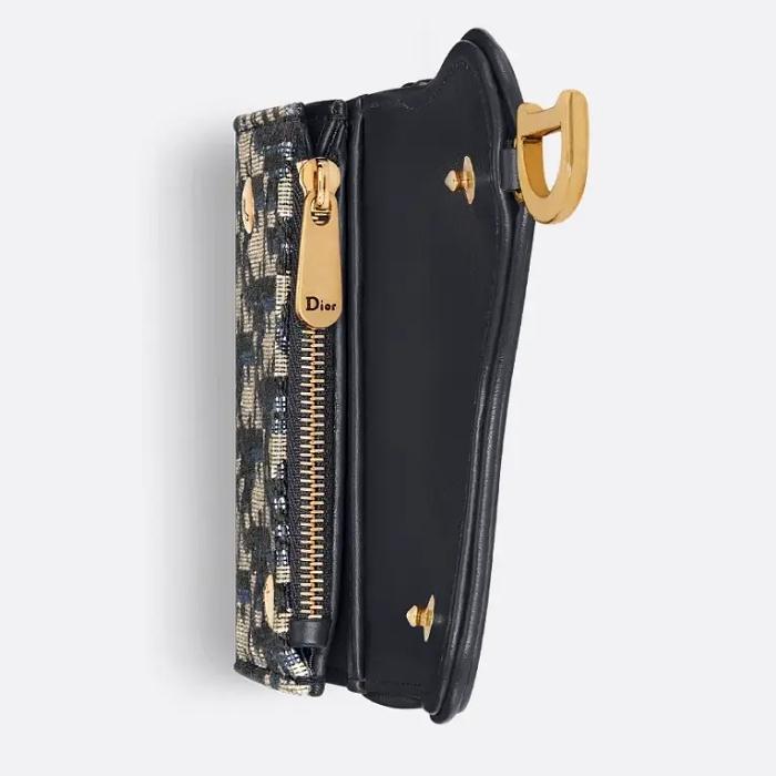 DIOR Saddle Lotus Small Wallet Blue Leather S5652CNKO M928
