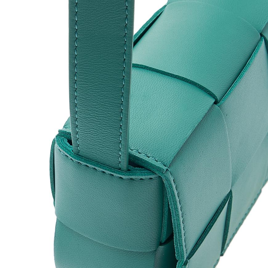 Bottega Veneta Mini Cassette Leather Crossbody Bag Green