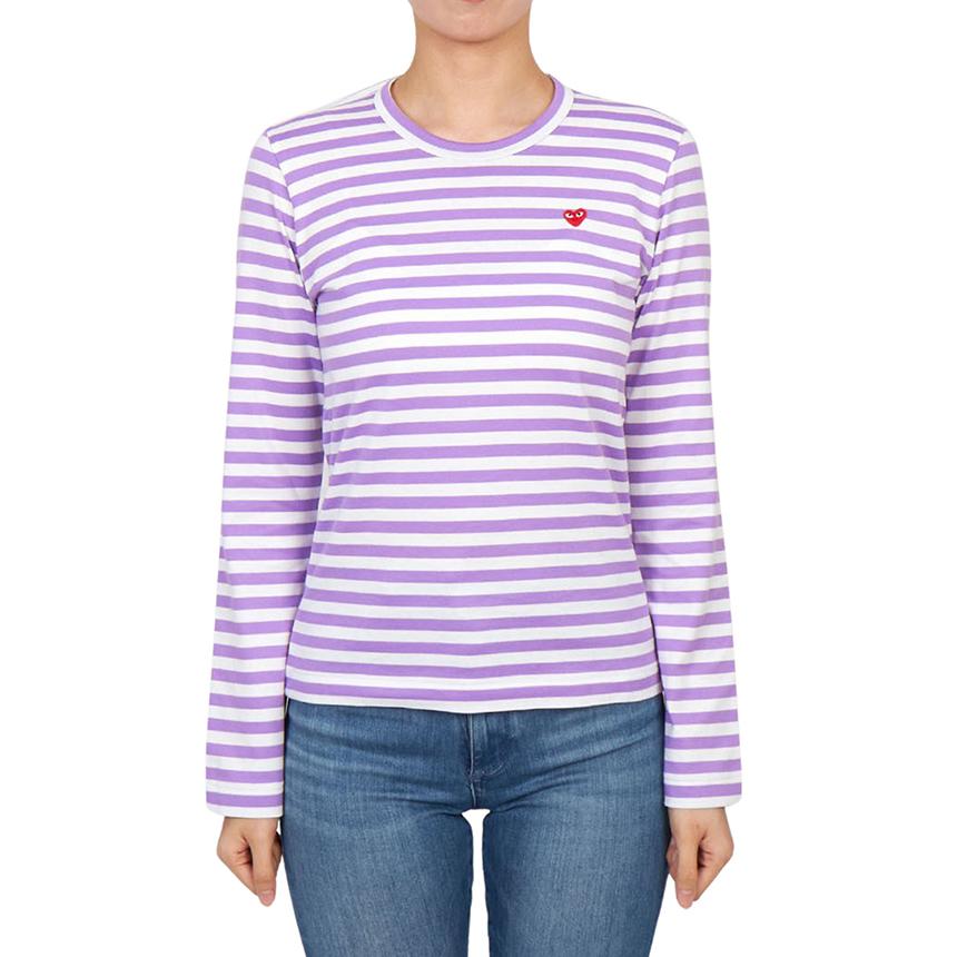 Comme des Garcons Mini Red Heart Stripe Long Sleeve T-Shirt Unisex AZ T217 051 4