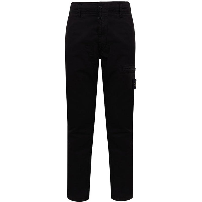 STONE ISLAND Black Logo Patch Elastic Waist Classic Pants 771530110 V0029