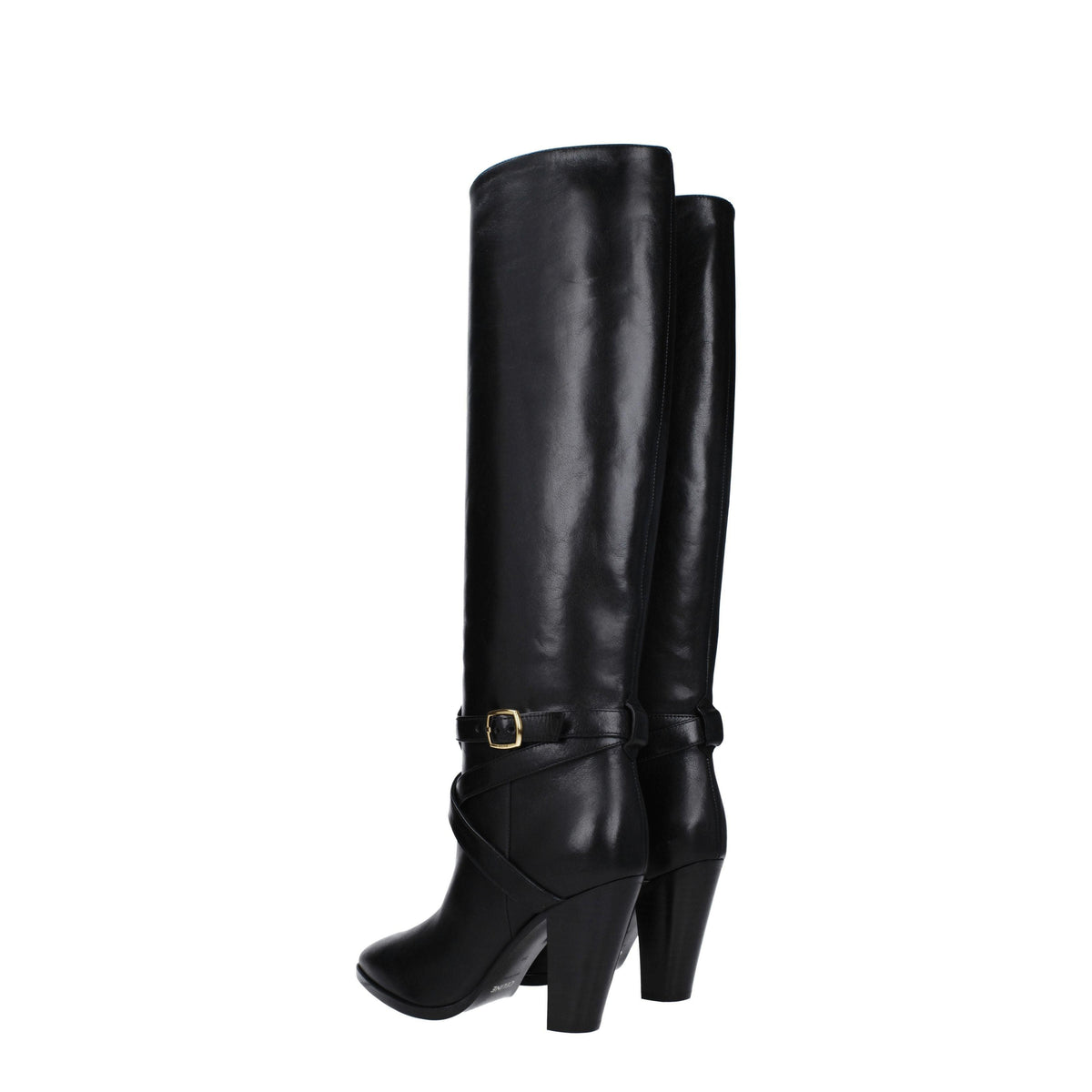 CELINE Black Leather Knee-High Boots