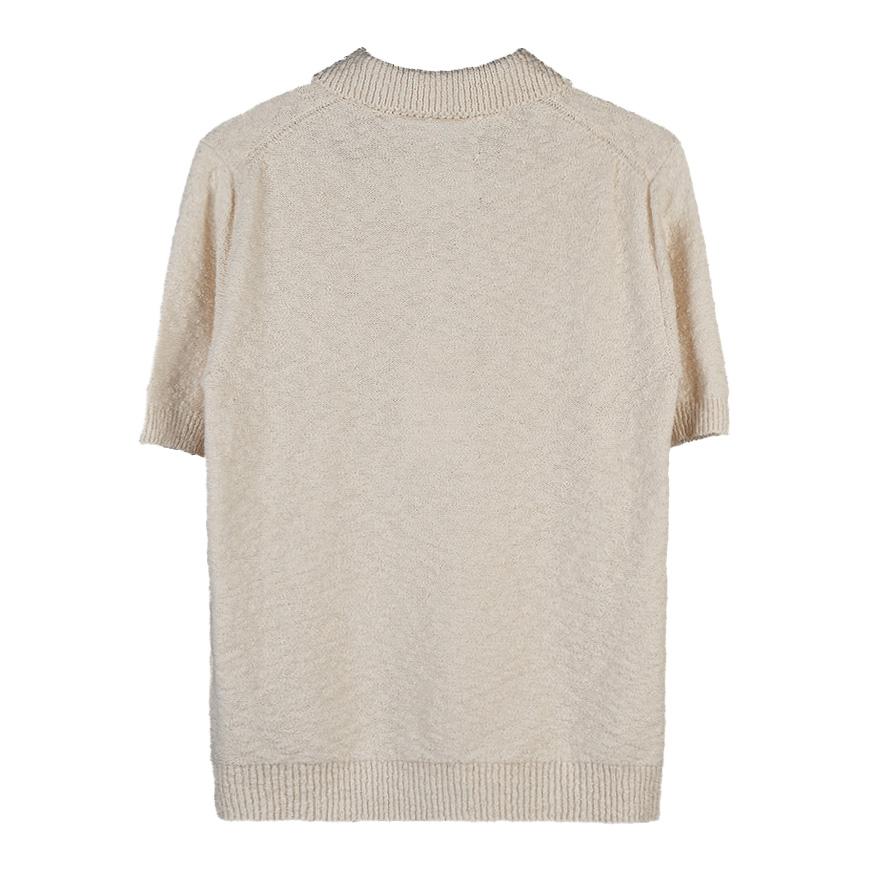Maison Margiela Back Stitch Bouclé Polo Knit Sweater Women White