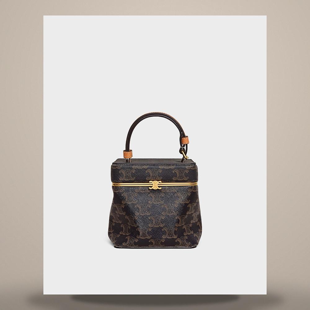 CELINE Cube Triomphe Canvas Natural Calfskin Tote Bag Miel 124232L52 03MI