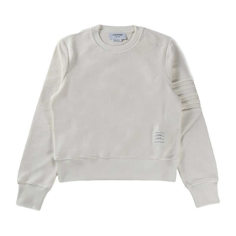 THOM BROWNE 4-Bar Stripe White Sweatshirt Women