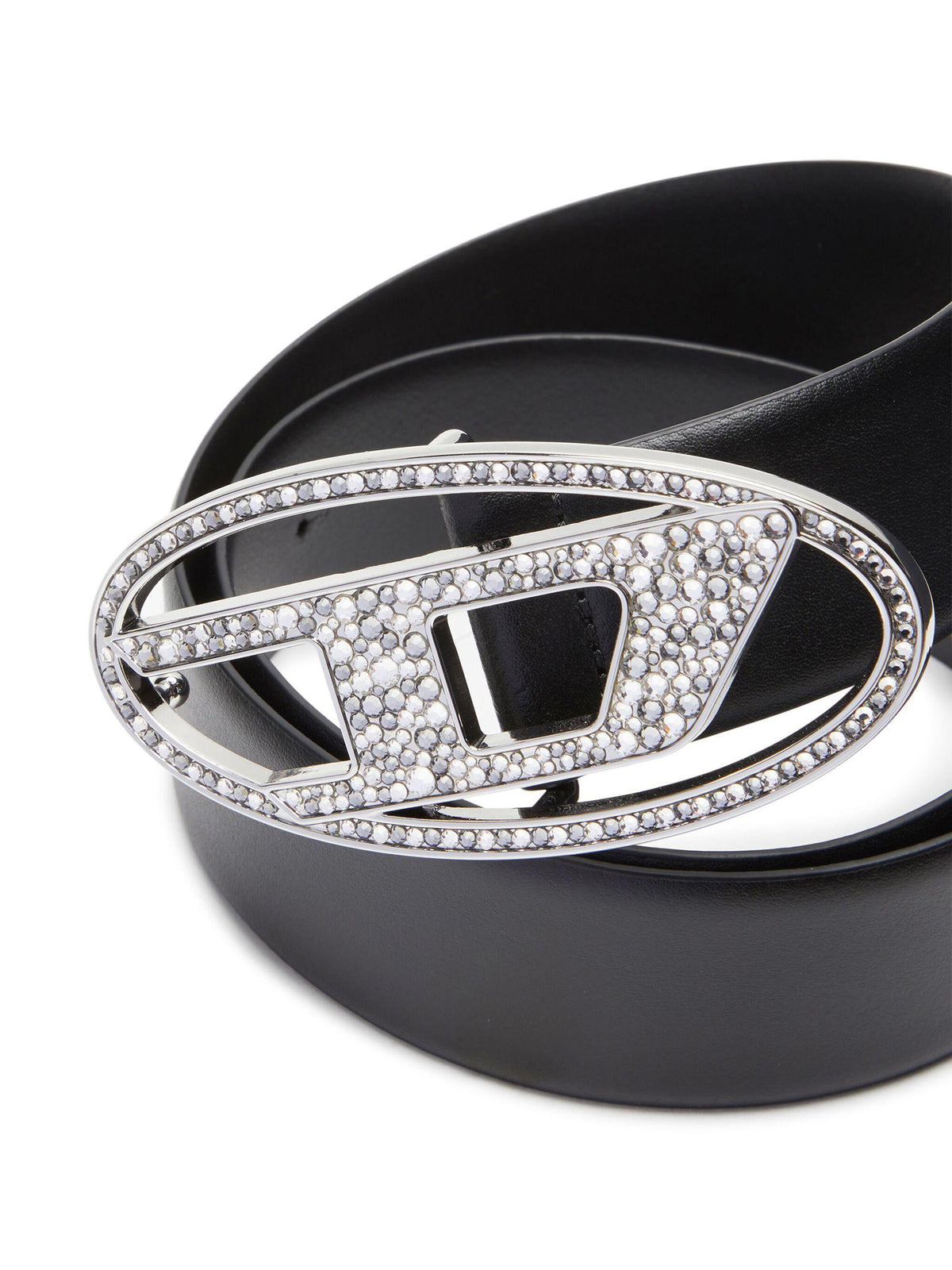 DIESEL Leather Belt for Women Black Fastening Buckle