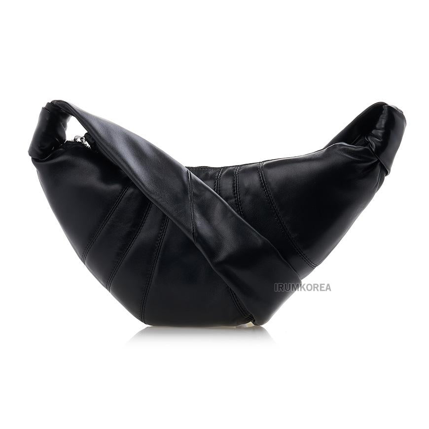 Lemaire Unisex Small Croissant Shoulder Bag Black Leather Crossbody