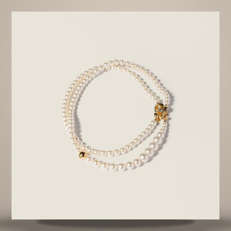 Miu Miu Metal and Pearl Necklace 5IC342 2G9N F0SAJ