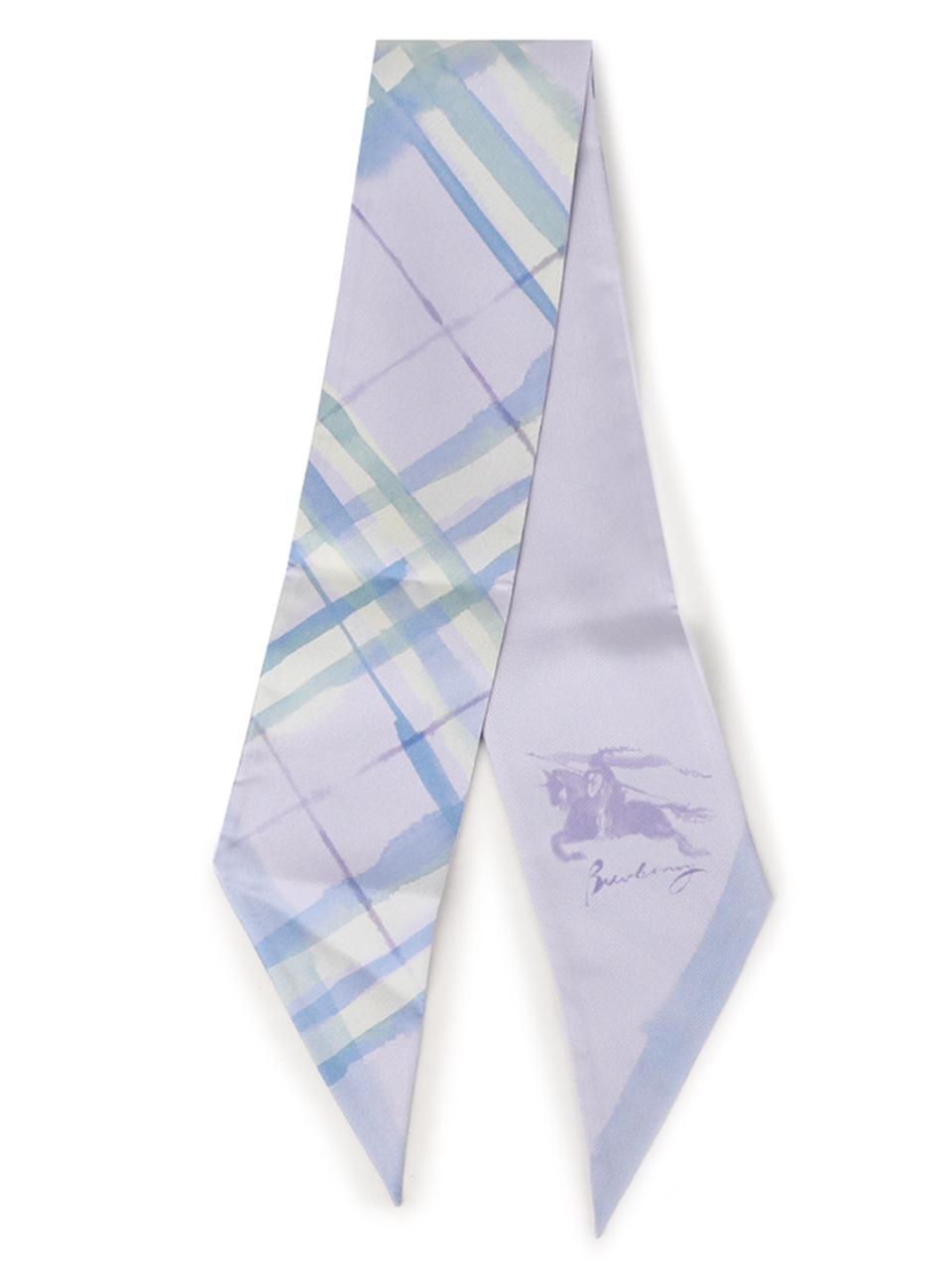 BURBERRY Watercolor Check Skinny Silk Scarf 8119959
