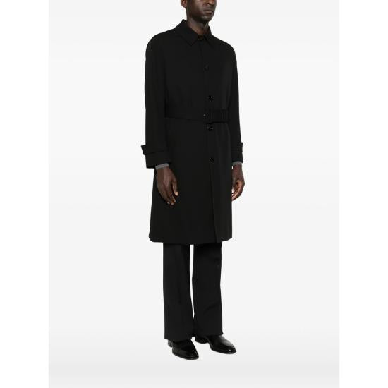 LARDINI Black Wool Blend Single-Breasted Overcoat PADRILCN 64422999