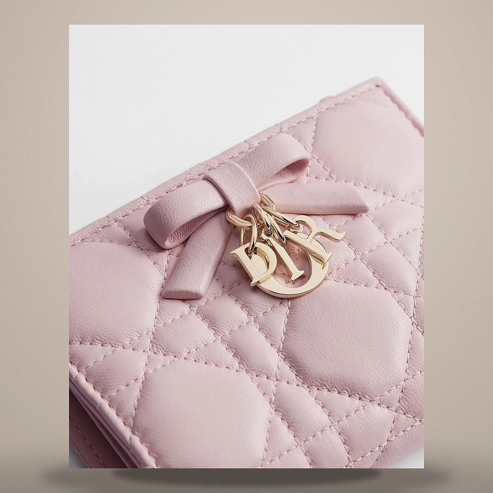 DIOR Lady Dior Cannage Lambskin Rose Tendre Pink Card Holder S2605OUQA M29N