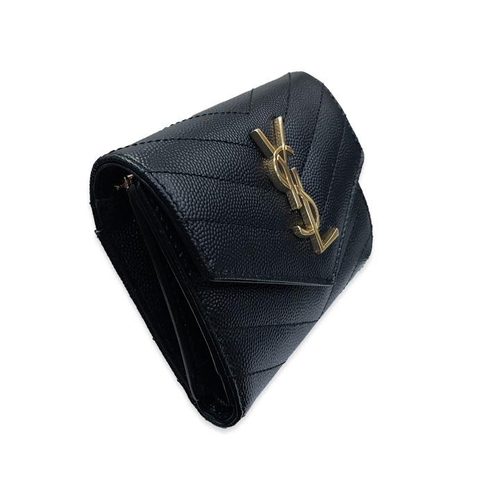 Saint Laurent Gold-Tone Cassandra Matelassé Women’s Bifold Wallet