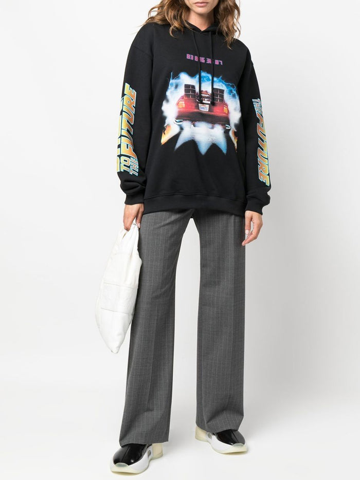 Vetements Back to the Future Graphic Print Hoodie Black