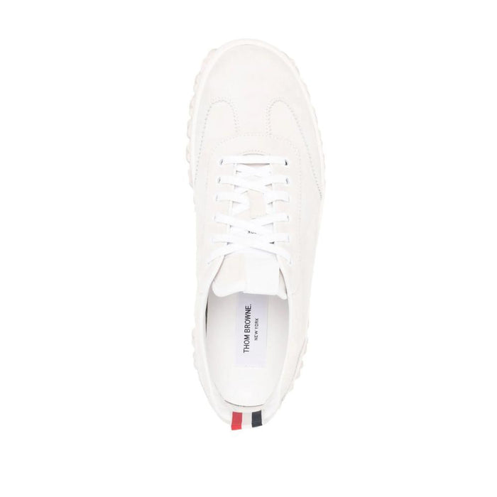 THOM BROWNE Calf Suede Cable-Knit Sole Low-Top Sneakers White MFD254AL0037 100