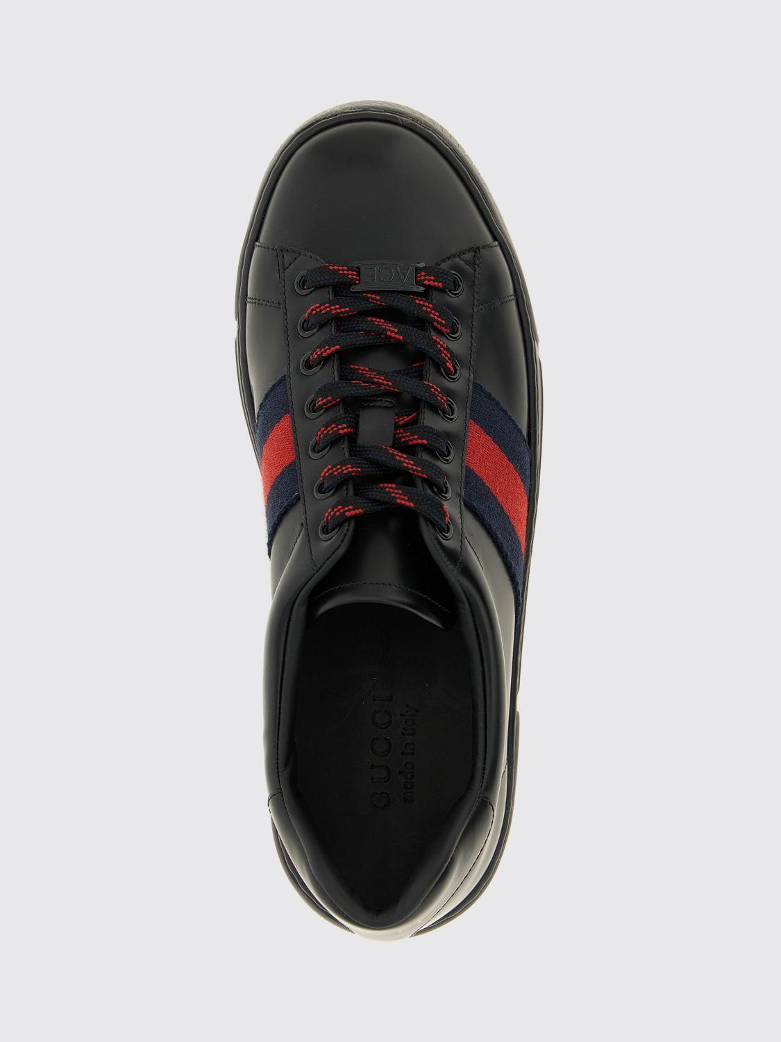 GUCCI Black Leather Low-Top Sneakers