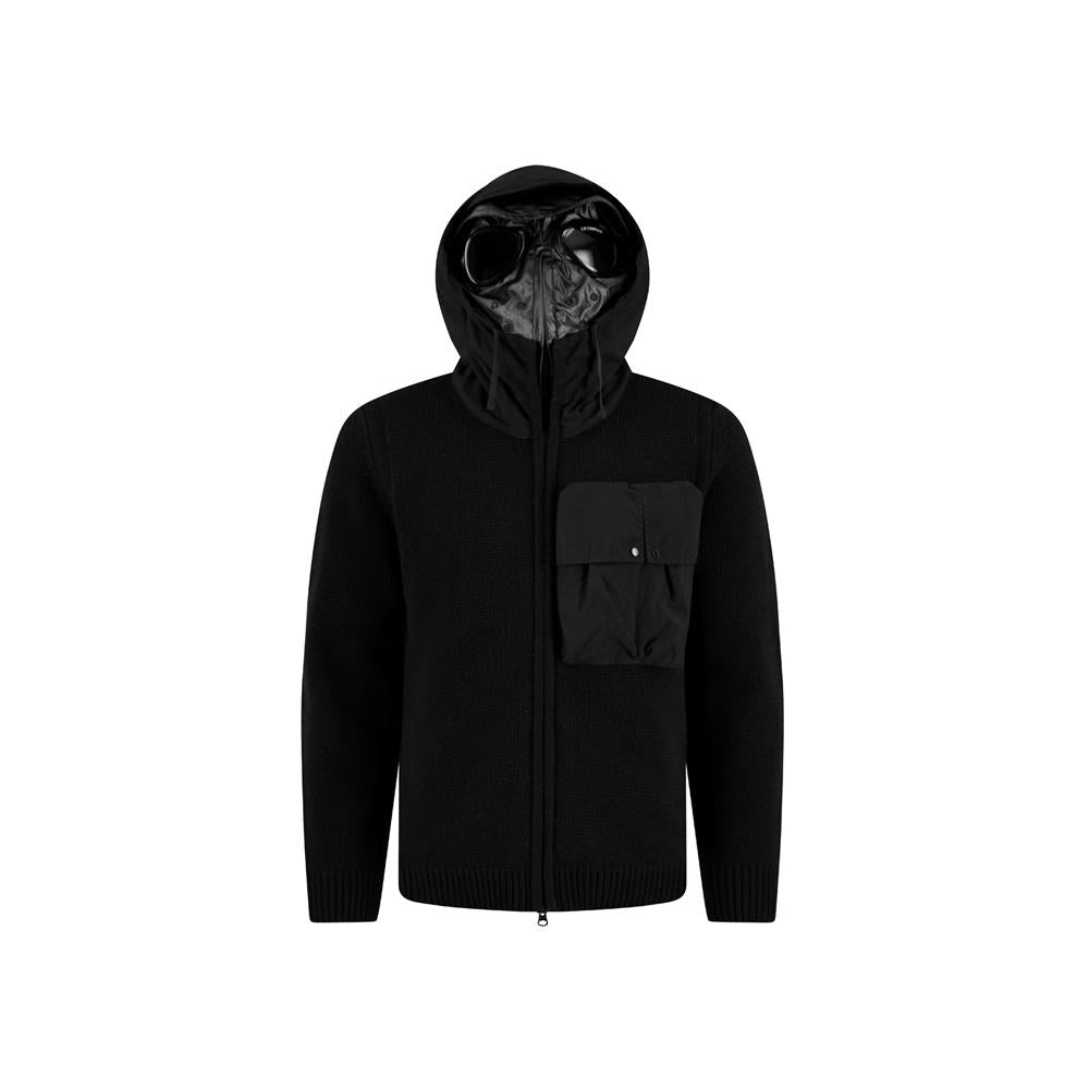CP Company Black Goggle Knit Mix Jacket for Men 19CMKN245A 110149M 999