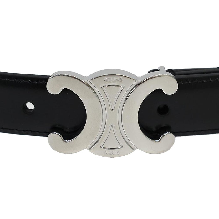 CELINE Triomphe Men’s Leather Belt Silver Buckle
