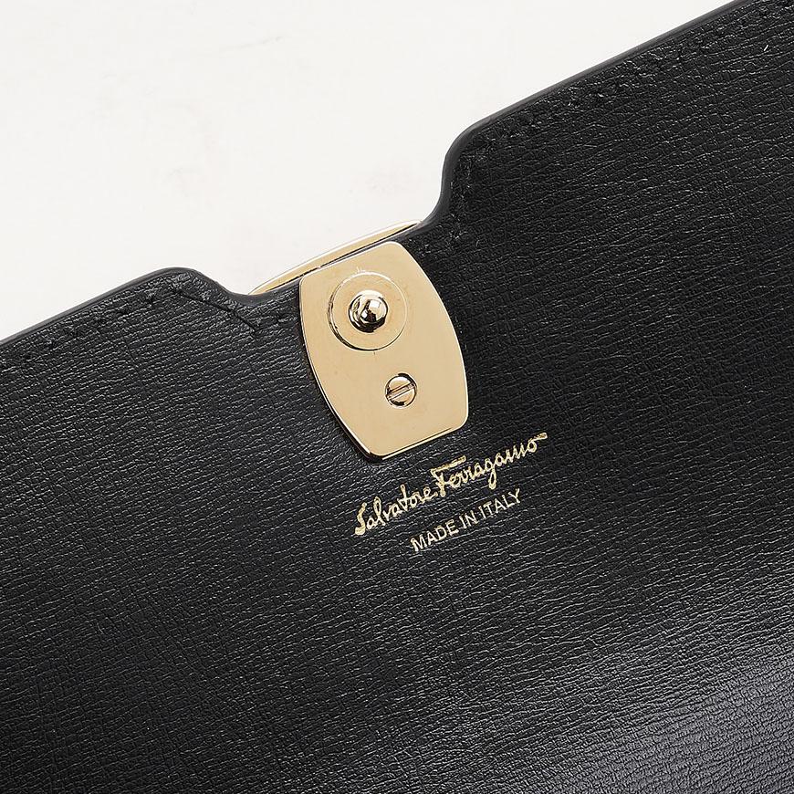 Ferragamo Vara Bow Long Wallet Black Leather Women’s