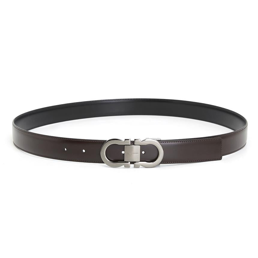 Ferragamo Gancini Reversible Leather Belt Men Black/Brown