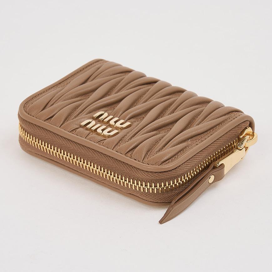 Miu Miu Matelassé Leather Coin Card Holder Pink Women’s Wallet