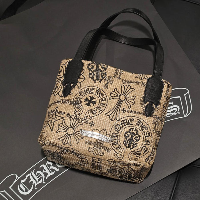 Chrome Hearts Raffia Mini Tote Bag Fabric Graphic Unisex Beach Style