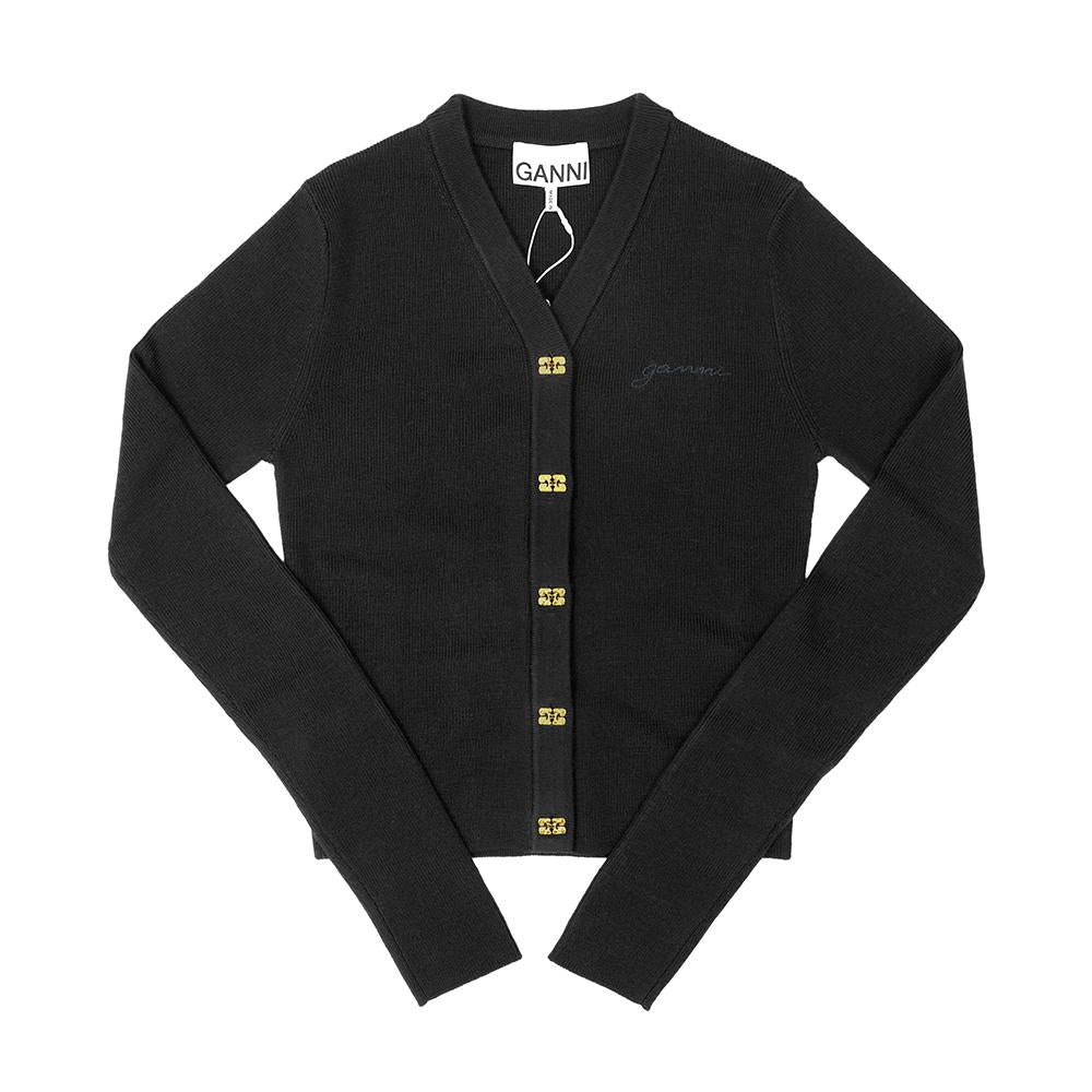 GANNI Mini Rib Merino Wool Women’s Cardigan K2474 252