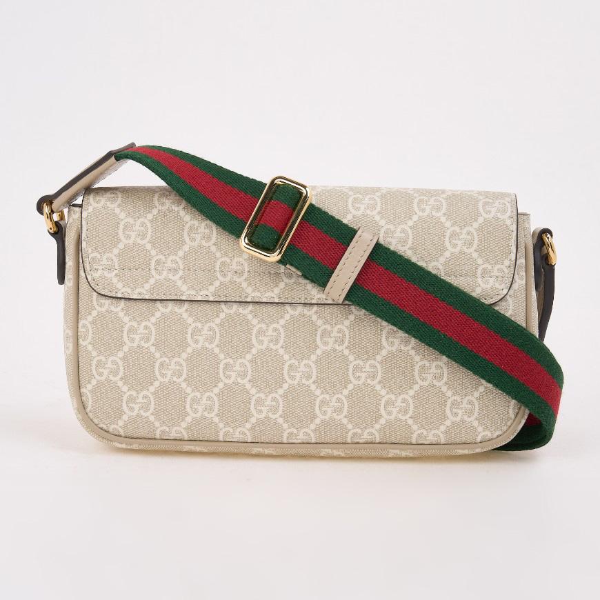 GUCCI Ophidia Pochette Shoulder Bag Beige/Brown Canvas Leather