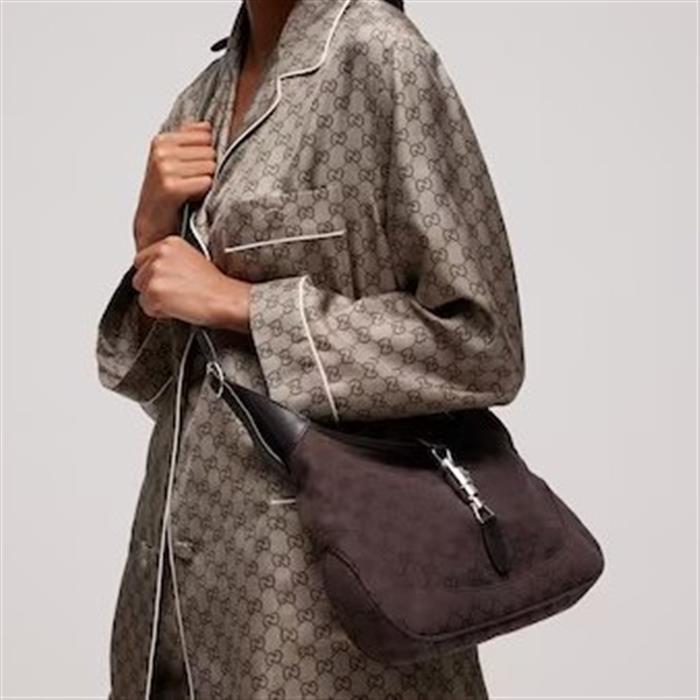 GUCCI Jackie 1961 Medium Shoulder Bag Brown Leather
